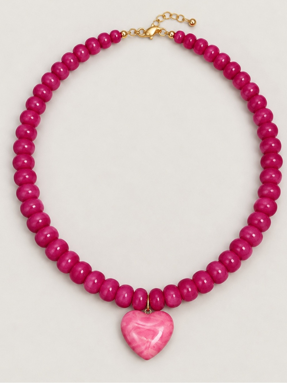 New! Pink Beaded Heart Colorful Dopamine Necklace NWOT 1081